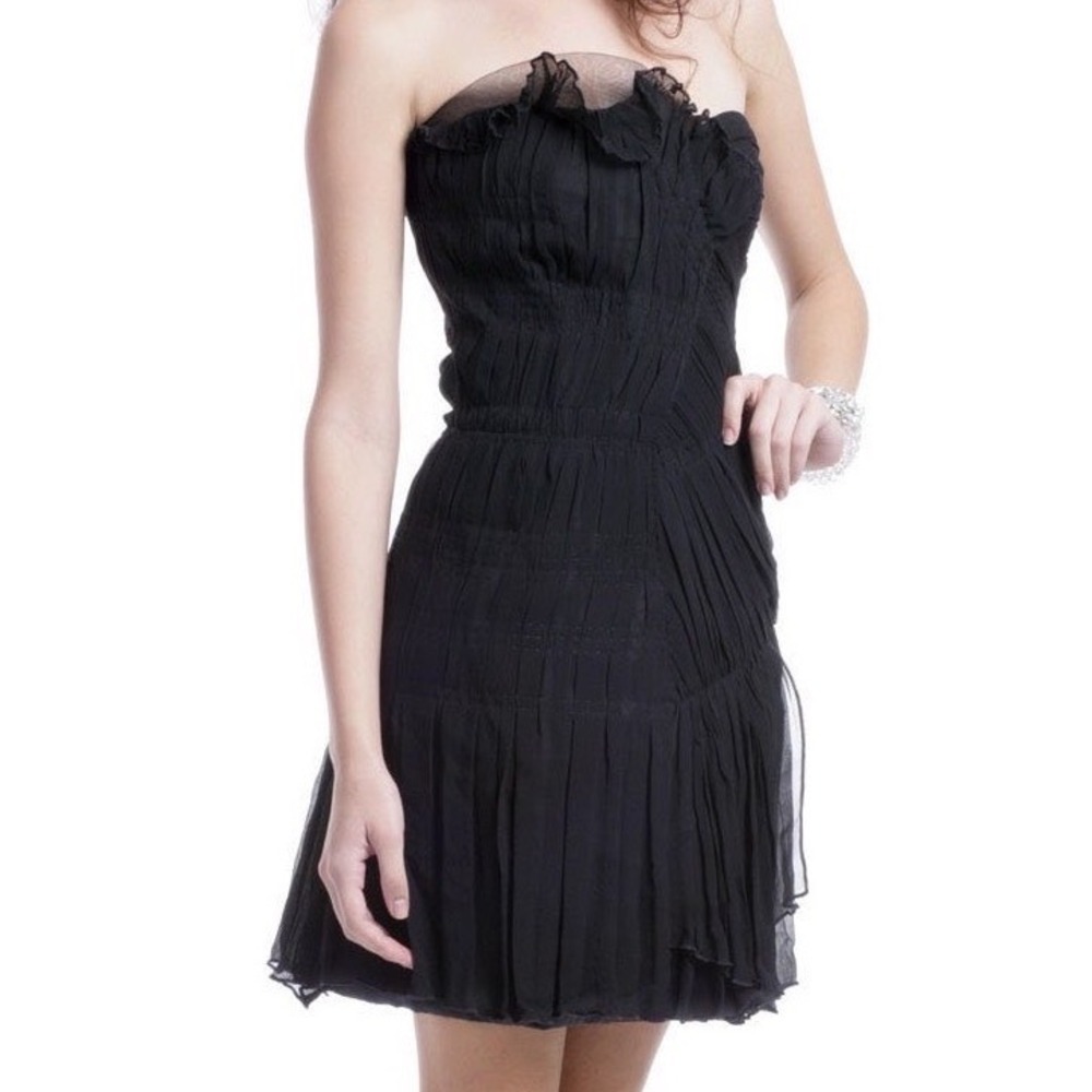 Philosophy di Alberta Ferretti Black bustier Silk Strapless Pleated Mini Dress 6